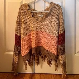 Pink & Orange Stripe Colorblock Sweater